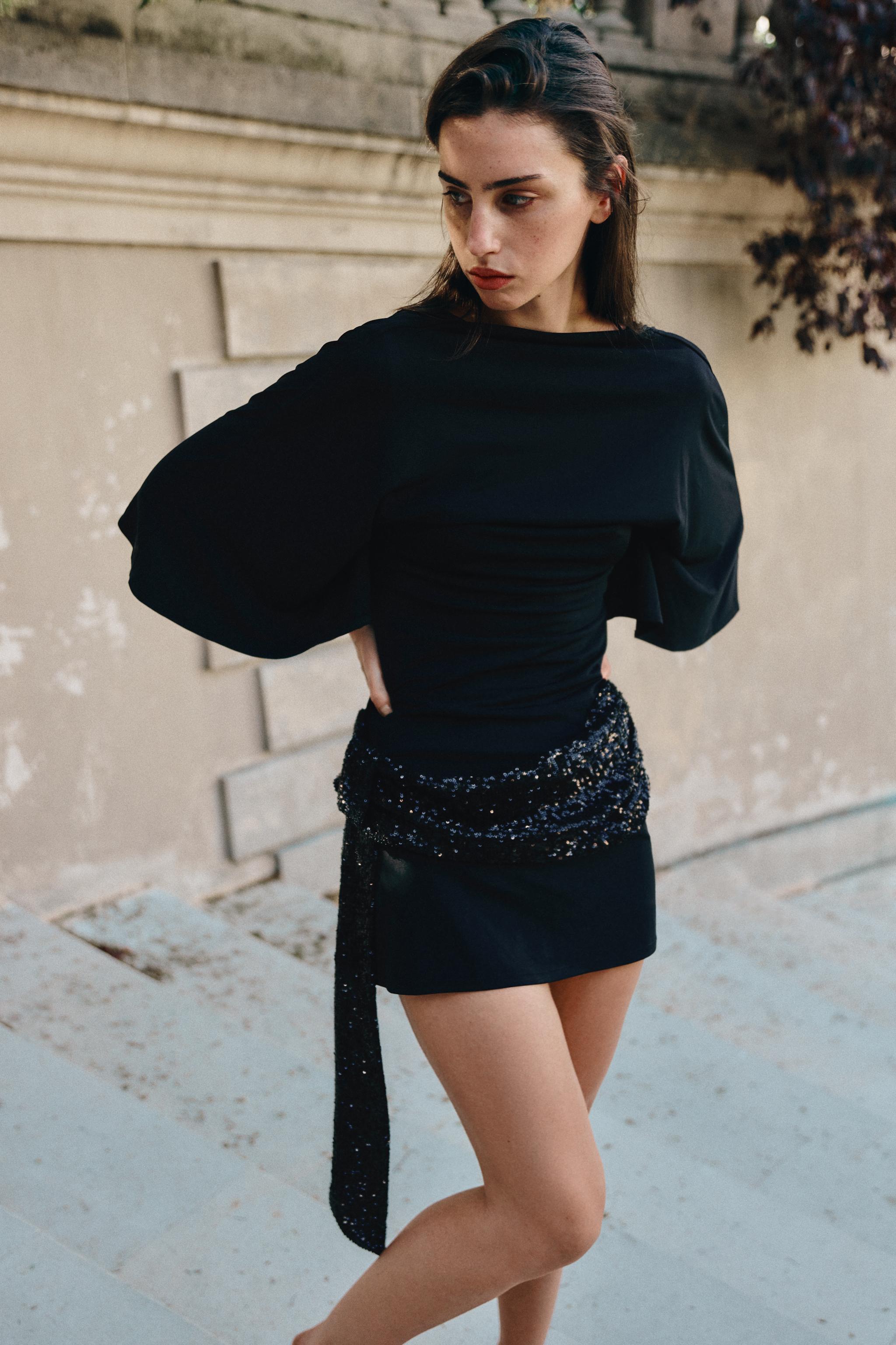 SEQUIN SASH MINI DRESS